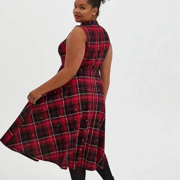 Torrid Red Plaid Rockstar Punk Skater Dress 00 - Picture 5 of 6